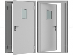 Дверь 1150x2050 техническая двустворчатая остекленная левая цвет светло-серый RAL7035, DTO1/1150/2050/7035/L/N - doorhan-ek.ru - Екатеринбург