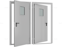 Дверь 880x2050 техническая одностворчатая остекленная левая цвет светло-серый RAL7035, DTO/880/2050/7035/L/N - doorhan-ek.ru - Екатеринбург