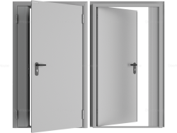 Дверь 1150x2050 противопожарная EI60 двустворчатая левая цвет светло-серый RAL7035, DPG60/1150/2050/7035/L/N - doorhan-ek.ru - Екатеринбург